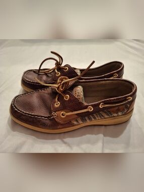 Sperry Top-Sider Women's Bluefish Boat Shoes 6M - Brown Leather with Sequins